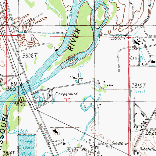 Topographic Map of 07N02E30AC__01 Well, MT