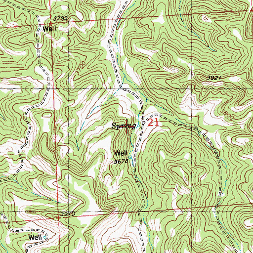 Topographic Map of 07N28E21CAA_01 Spring, MT