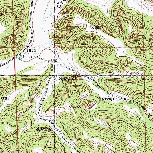 Topographic Map of 07N28E19BDA_01 Spring, MT