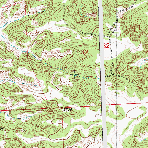 Topographic Map of 08N27E32CDB_01 Spring, MT