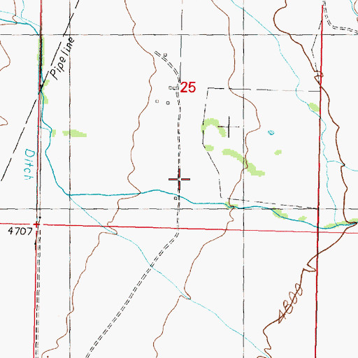 Topographic Map of 08N09W25DCBB01 Well, MT