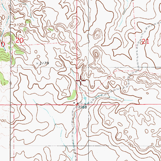 Topographic Map of 08N54E21CCCC02 Well, MT