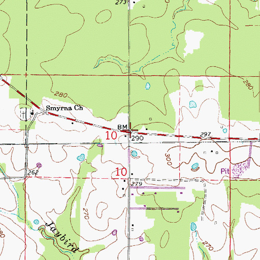 Topographic Map of Smyrna, AR