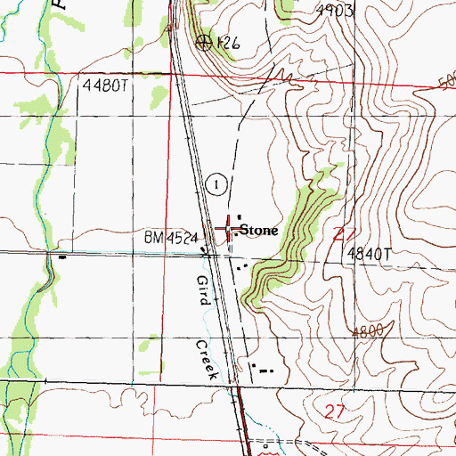 Topographic Map of 09N13W27BCDD01 Well, MT