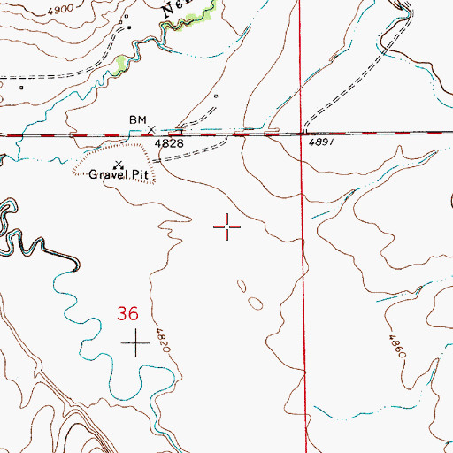 Topographic Map of 10N05E25DD__01 Well, MT