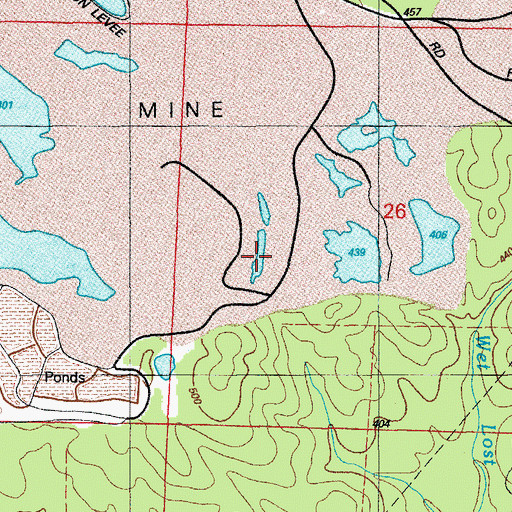 Topographic Map of Globe Mine, AR