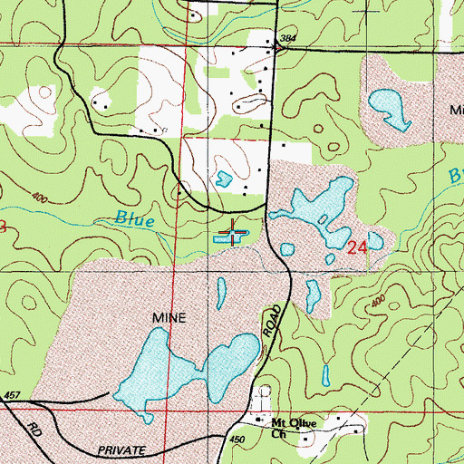 Topographic Map of West Ozark Mine, AR