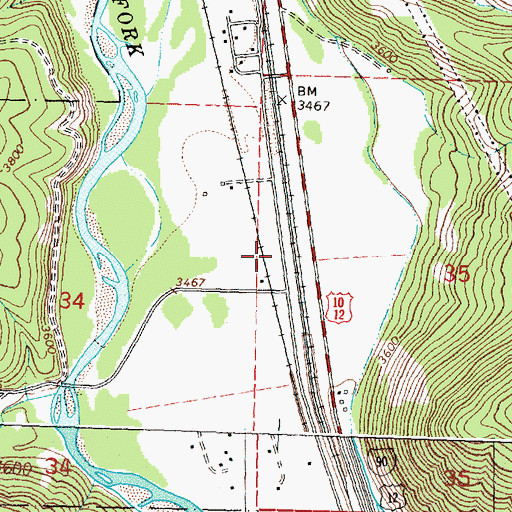 Topographic Map of 12N17W35BCCC01 Well, MT