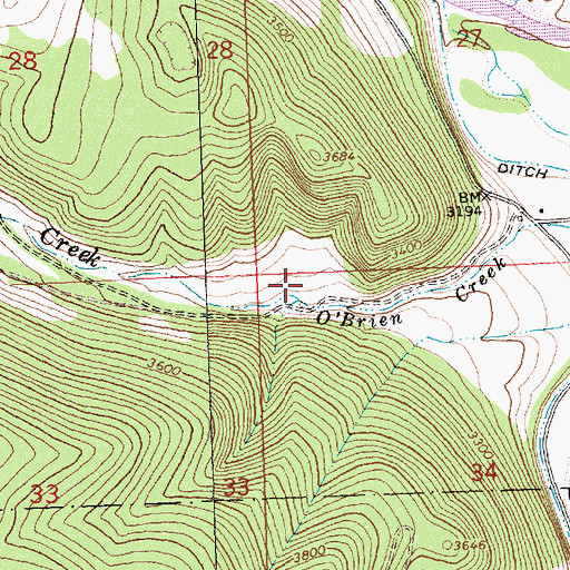 Topographic Map of 13N20W34BBBA01 Well, MT