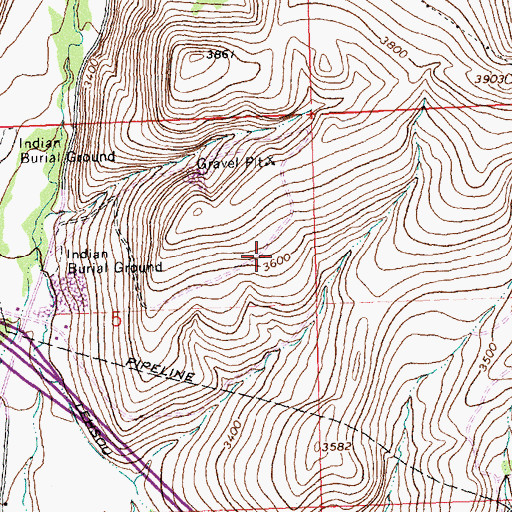 Topographic Map of 13N19W05AD__01 Well, MT
