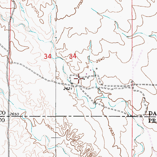 Topographic Map of 14N52E34DBCD01 Well, MT