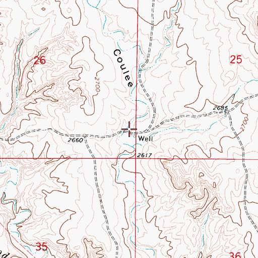 Topographic Map of 14N51E26DDAD01 Well, MT