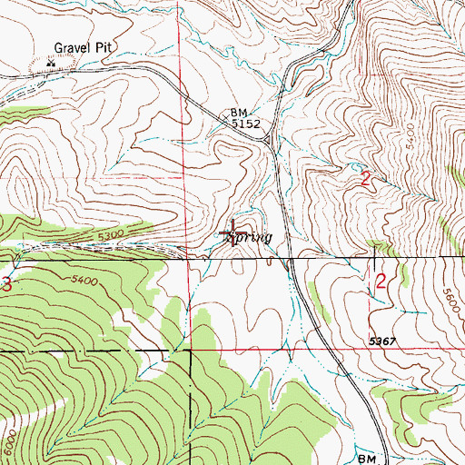 Topographic Map of 14N11E02CB__01 Spring, MT