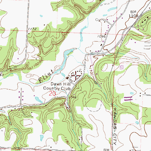 Topographic Map of Dawn Hill Country Club, AR