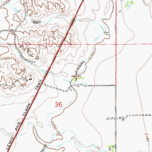 Topographic Map of 15N54E36ACA_01 Well, MT