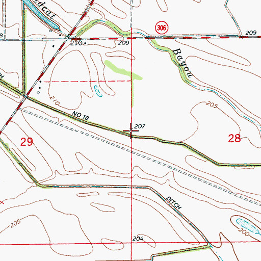 Topographic Map of Ditch Number 10, AR