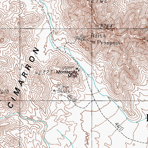 Topographic Map of Montazona Mine, AZ