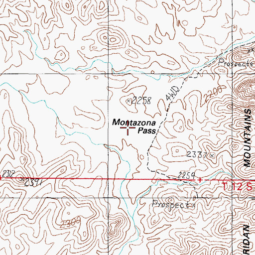 Topographic Map of Montazona Pass, AZ