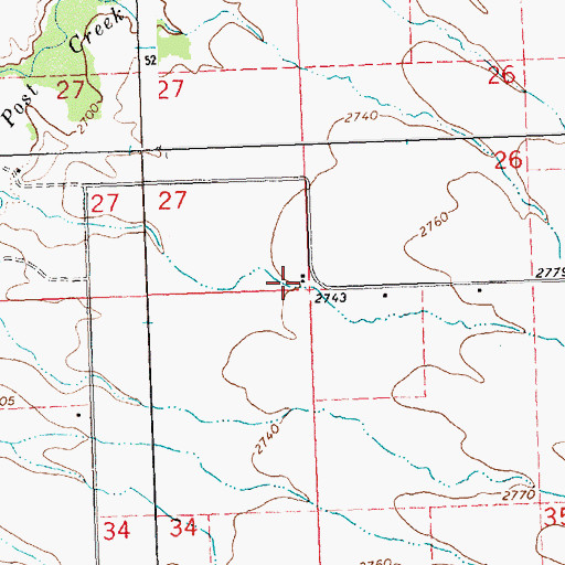 Topographic Map of 19N20W27DDD_01 Well, MT