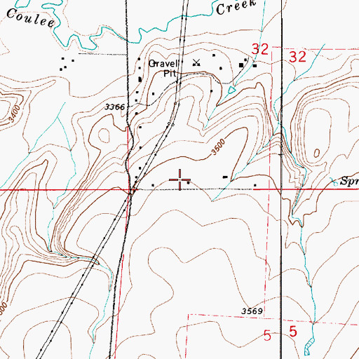 Topographic Map of 20N04E32CCDD01 Well, MT