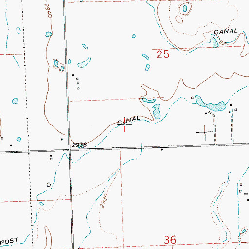 Topographic Map of 20N21W25CDBD02 Well, MT