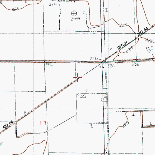 Topographic Map of Ditch Number 54, AR