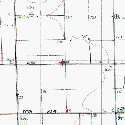 Topographic Map of Ditch Number 68, AR