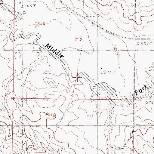Topographic Map of 21N45E23DCBB01 Well, MT