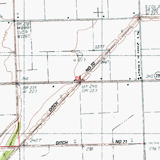 Topographic Map of Ditch Number 70, AR