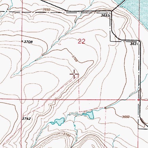 Topographic Map of 22N03E22CDAA16 Well, MT