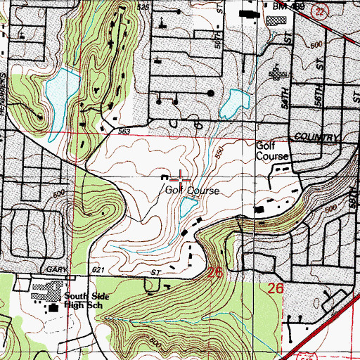 Topographic Map of Hardscrabble Golf Course, AR