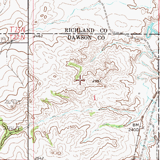 Topographic Map of 22N52E01BDBD01 Well, MT