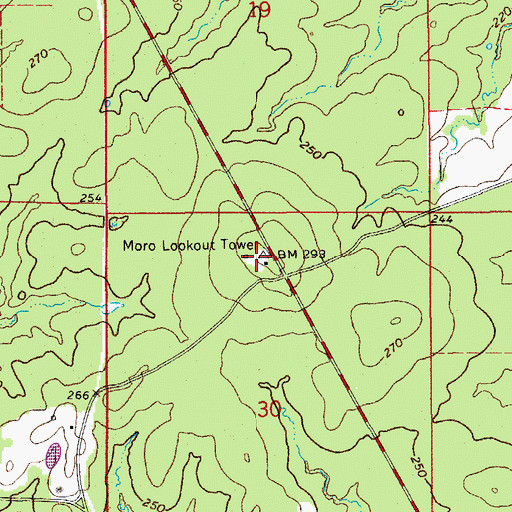 Topographic Map of Moro Lookout Tower, AR