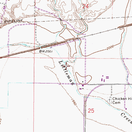Topographic Map of 27N46E25BA__01 Well, MT