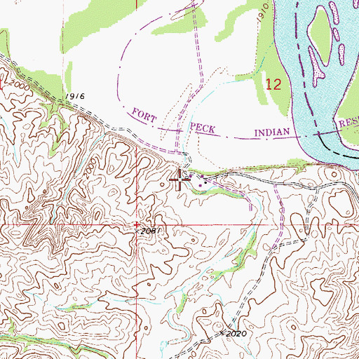Topographic Map of 27N54E12CCAC01 Well, MT