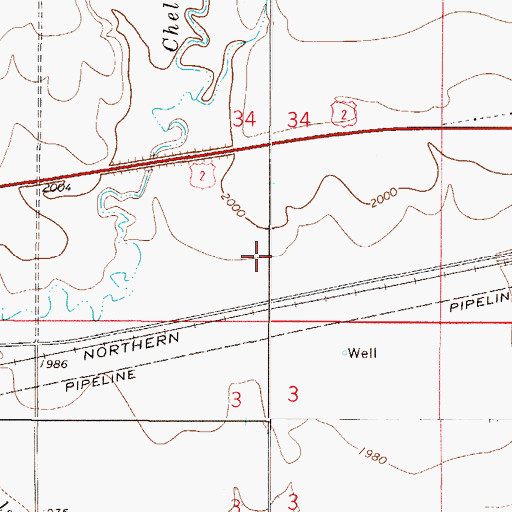 Topographic Map of 28N49E34DC__01 Well, MT