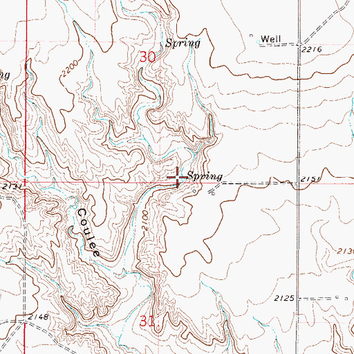 Topographic Map of 28N48E30DCCD01 Spring, MT