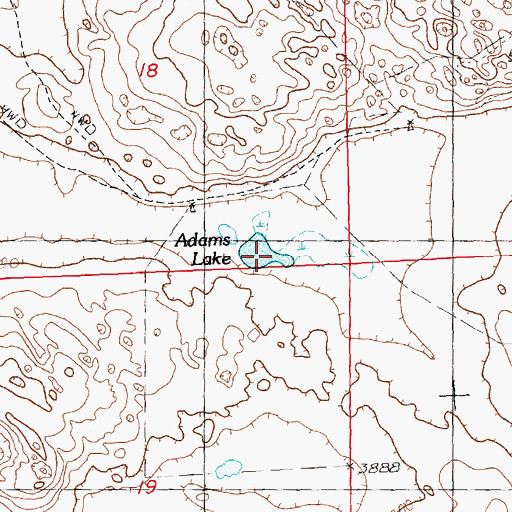 Topographic Map of Adams Lake, NE