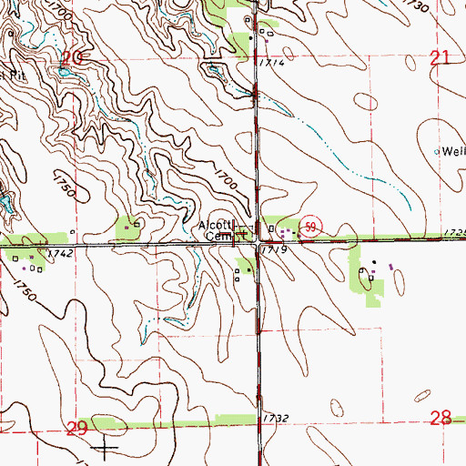 Topographic Map of Olcott Cemetery, NE