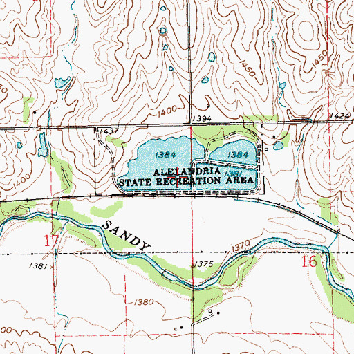 Topographic Map of Alexandria Lakes State Recreation Area, NE