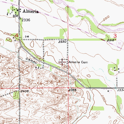 Topographic Map of Almeria Cemetery, NE