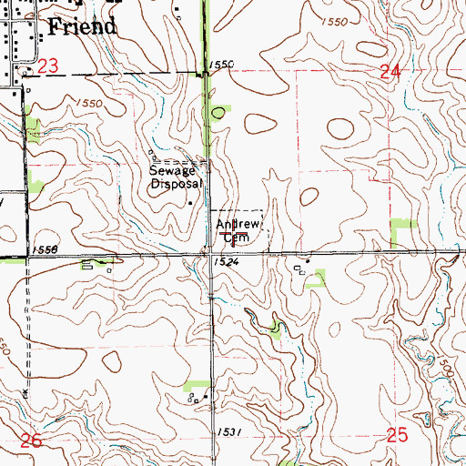 Topographic Map of Andrew Cemetery, NE