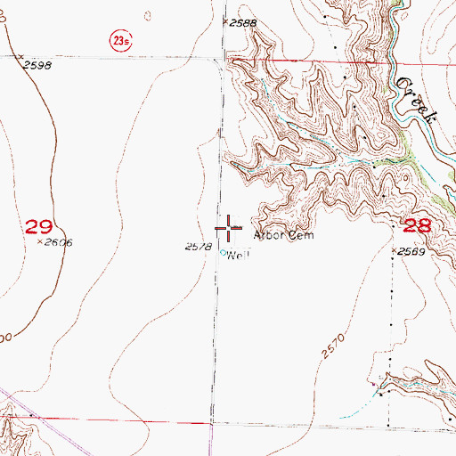 Topographic Map of Arbor Cemetery, NE
