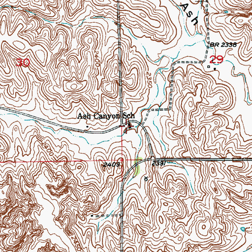 Topographic Map of Ash Canyon School (historical), NE