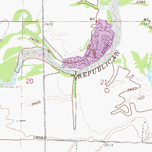 Topographic Map of Ash Creek, NE