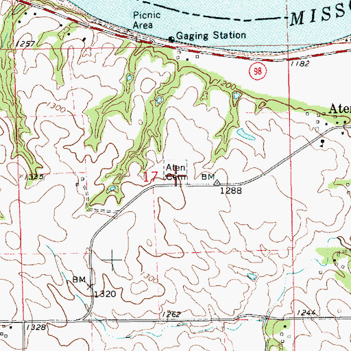 Topographic Map of Aten Cemetery, NE