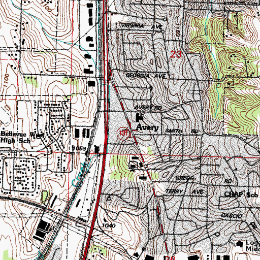 Topographic Map of Avery, NE