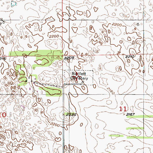 Topographic Map of Bartlett Cemetery, NE