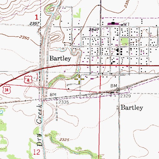 Topographic Map of Bartley, NE