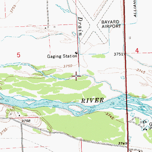 Topographic Map of Bayard Drain, NE